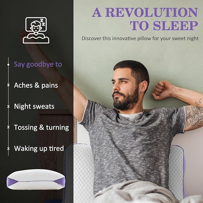 HOMELAB Adjustable Shredded Memory Foam Pillow King Size, Cooling Bed Pillow for Sleeping with Removable Cover, Medium Pillow for Side Stomach & Back Sleepers, 1 Pack 20"x34"