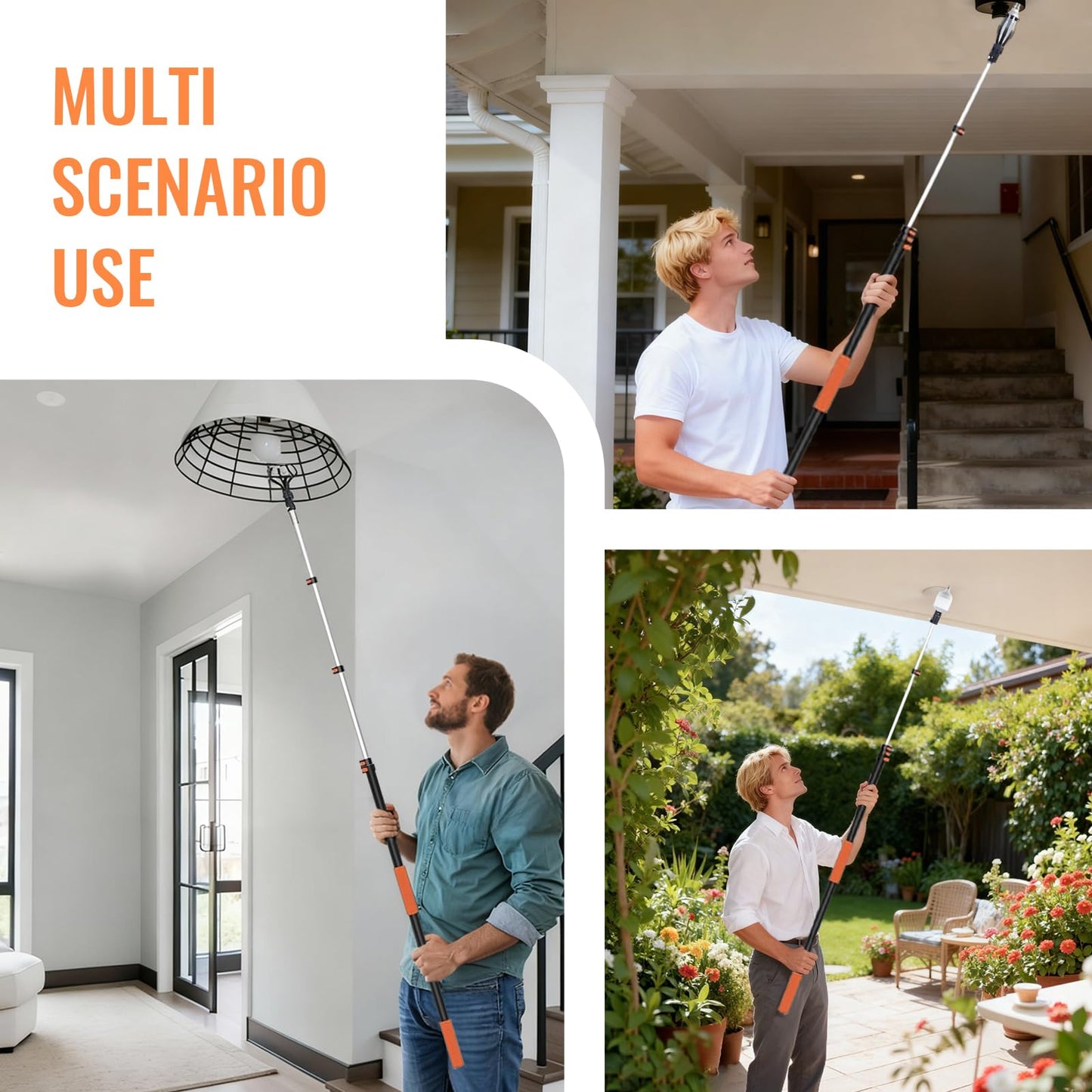 Light Bulb Changer For High Ceilings With 26Ft Reach  Telescopic Extension Pole For High Ceilings And Recessed Lights (5-20Ft) With Baskets  Suction Cup And Duster With Extension Pole