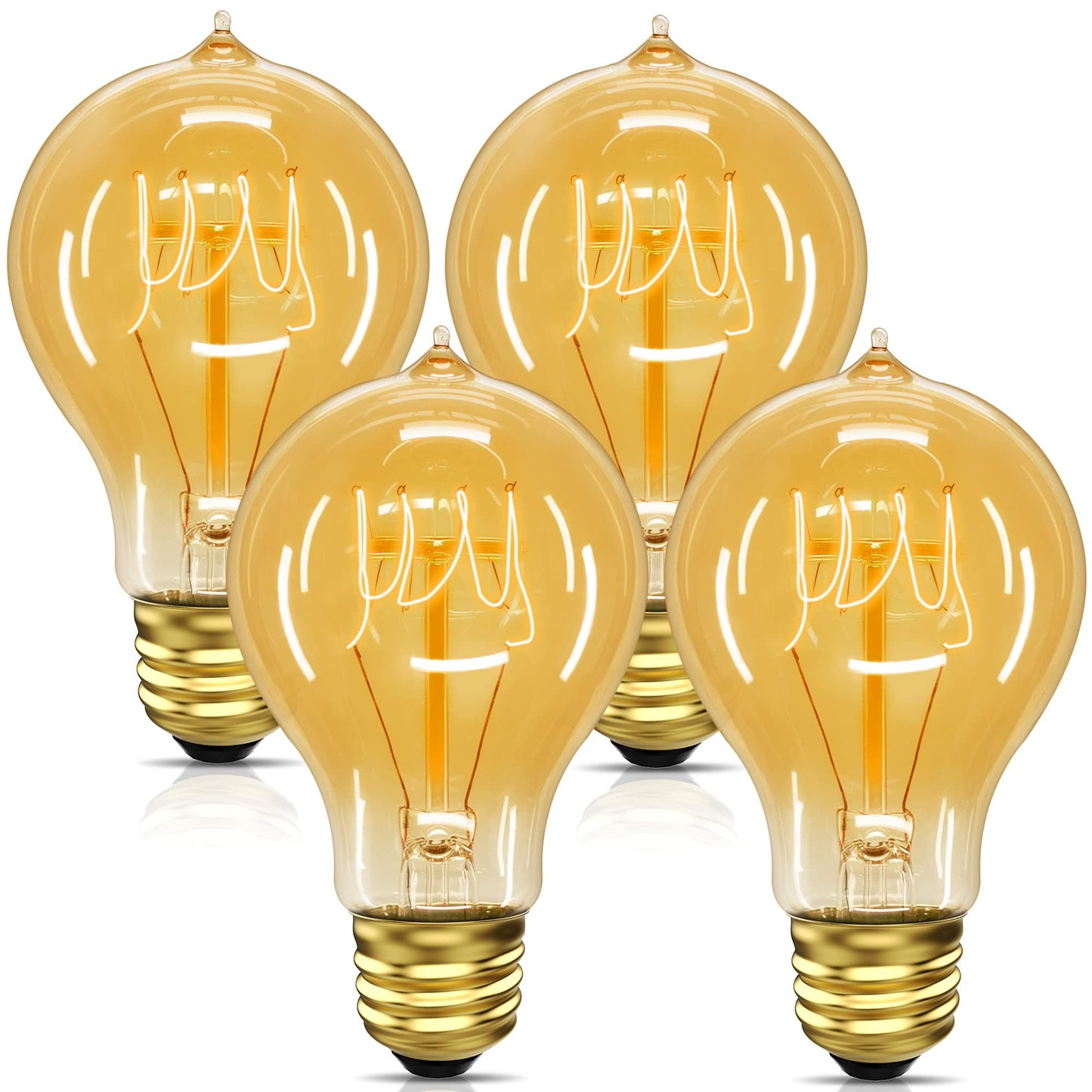 Unilamp Edison Bulbs 40W Vintage A19 Incandescent Light Bulbs, Warm White 2700K, E26 Dimmable, 4 Pack