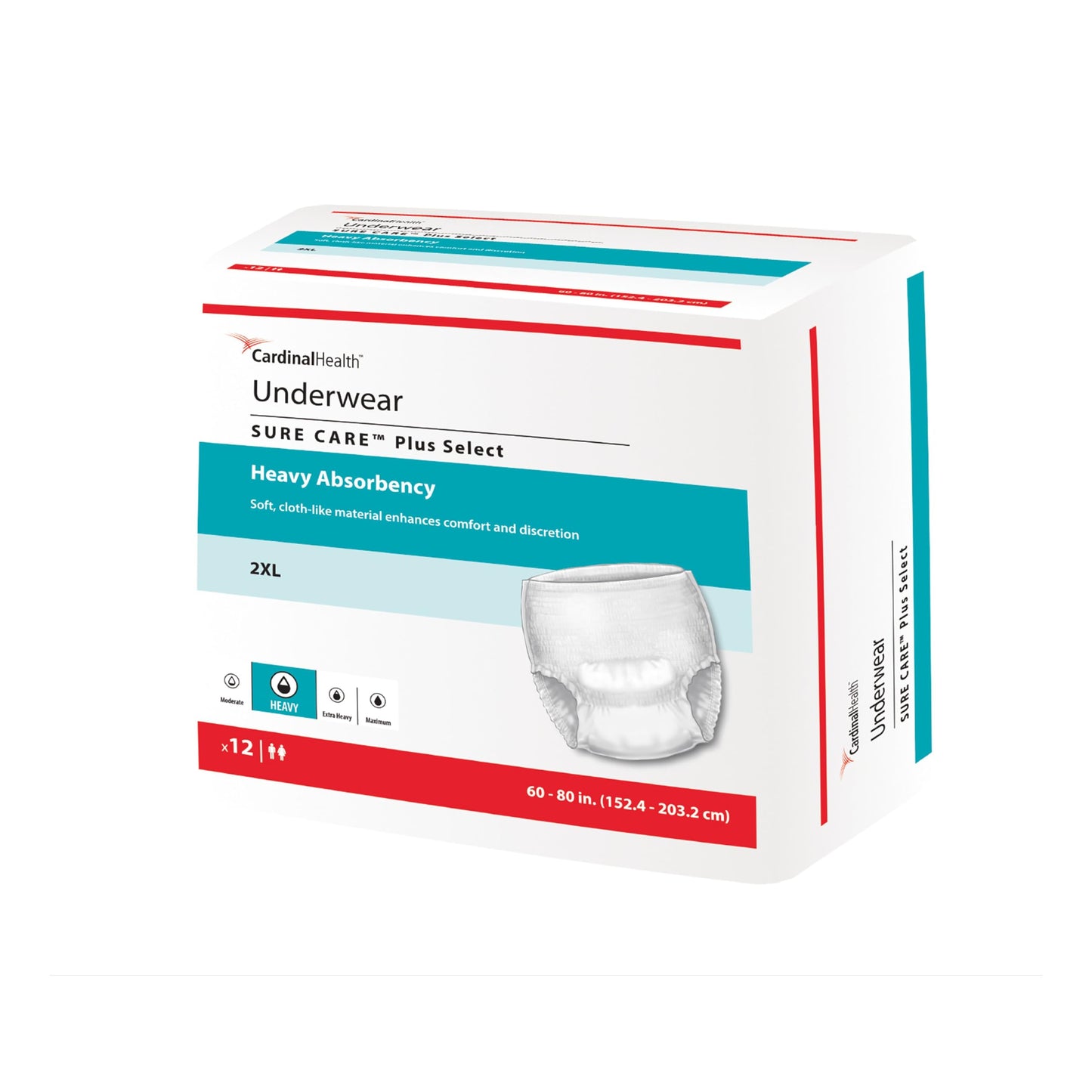 Cardinal Health™ Protective Underwear, Sure Care™ Plus Select 1560P, Heavy Absorbency, XX-Large, Bag of 12