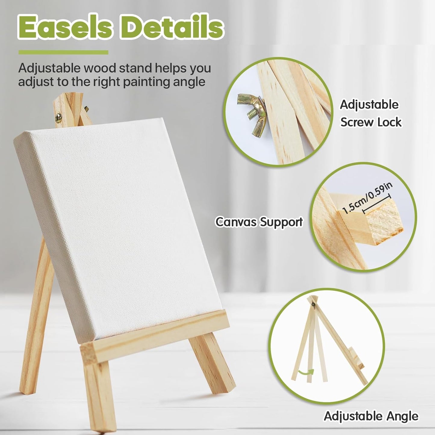 CONDA 6 Pack A-Frame Wood Easels, Tabletop Easels for Painting, Canvases, Display, and Party, Easel Stand for Students, Artists and Beginners, Brown