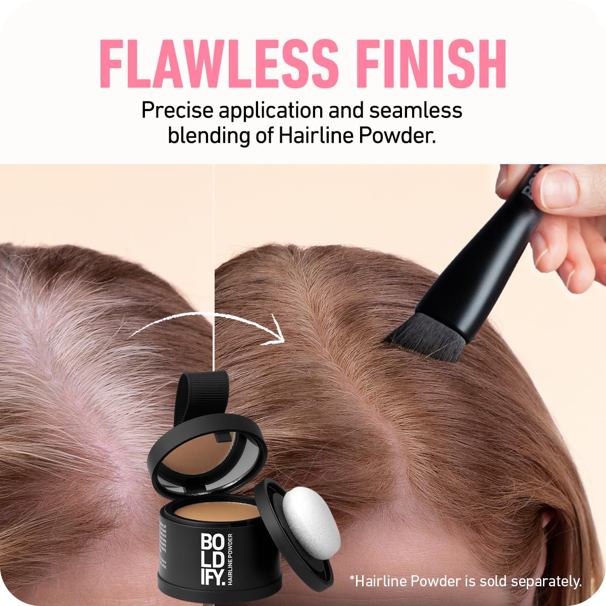 BOLDIFY Four Ended Hairline Powder Brush - Precision Hair Makeup Brush Set with Sponge Tip for Seamless Blending - Ideal as a Hair Concealer/Contour, Root Touch Up