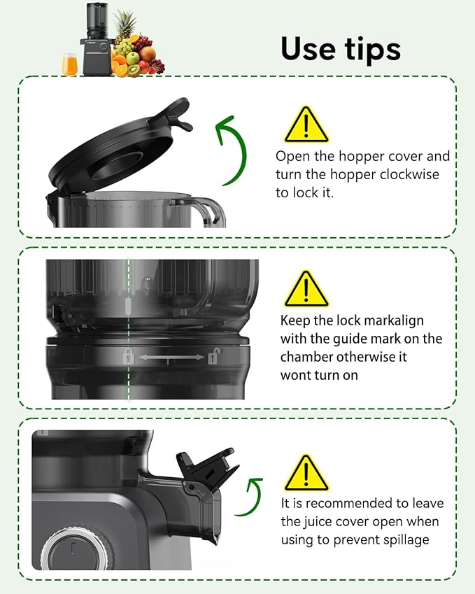 Juicer Machines, Cold Press Juicer with 4.4'' Large Feed Chute Fit Whole Vegetables & Fruits, Masticating Juicer Machines, Easy to Clean, High Juice Yield - 250W