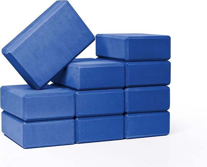 Hello Fit 3" Yoga Block, 10 Pack Bulk EVA Foam Yoga Blocks, Firm and Supportive Yoga Brick, Balance Foam for Stretching, P...