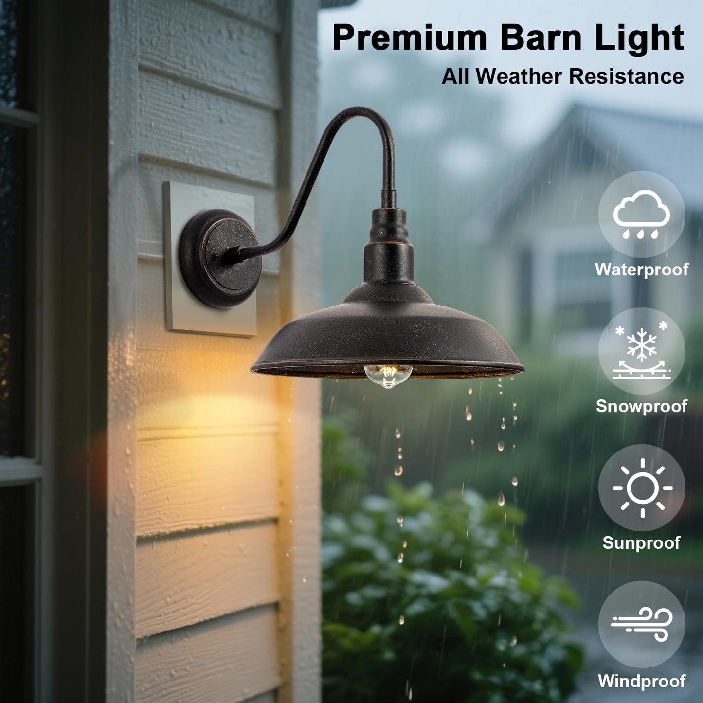 Goalplus Gooseneck Outdoor Light Fixture, 10 Dome, Bronze Metal, Model Lm2201-Br-2P, 2 Pack Barn Light For Porch, Patio, Garage