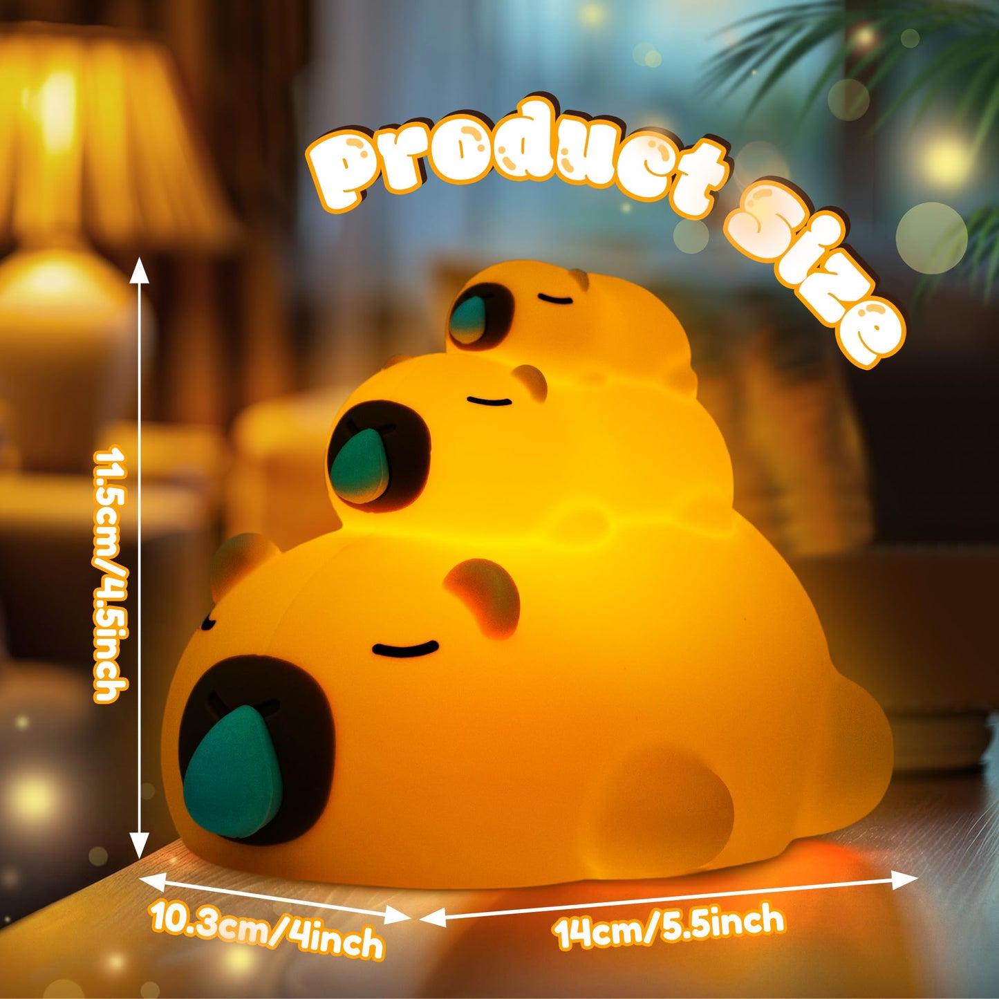 Gqiirl Capybara Night Light For Kids - Cute Capybara Nigh Lamp With 3 Levels Dimmable And Timer  Silicone Animal Touch Bedside Lamps  Rechargeable Squishy Little Nightlights For Bedroom Boy Girl Gifts