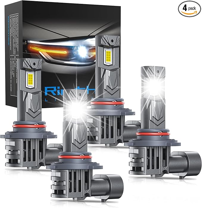rimthin 9005 9006 Bulbs Combo, 800% Brighter High Low Beam Bulbs, Real 1:1 Mini Size with Cooling Fan, Pack of 4