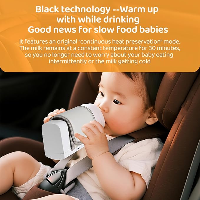 Hilitand Portable Bottle Warmer USB Rechargeable Baby Bottle Warmer 5200mAh Travel Bottle Warmer with Precise Temperature Control for Home Outdoor Travel