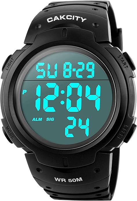 CakCity Mens Digital Watch Military Waterproof Outdoor Large Face Sports Watches with Stopwatch Back Light Alarm Date LED ...