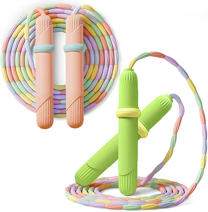 Jump Rope for Kid,Soft Beaded Jump Rope Fitness Exercise Equipment,Adjustable Tangle - Free Segmented Fitness Skipping Rop...