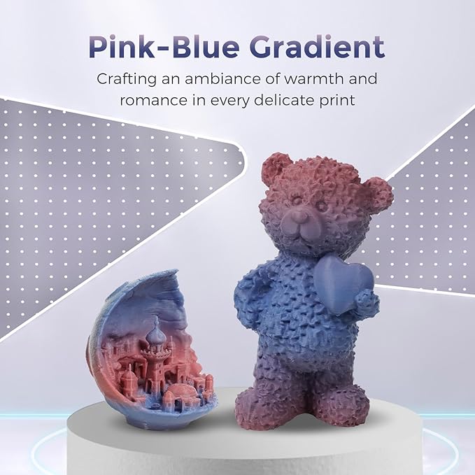 FLASHFORGE PLA Filament 1.75mm +/- 0.02mm Blue to Pink Gradient, Smooth Color-Changing 3D Printer Filament 1kg (2.2lbs) Spool, 3D Printing Filament Easy to Use and Fits for Most FDM 3D Printers