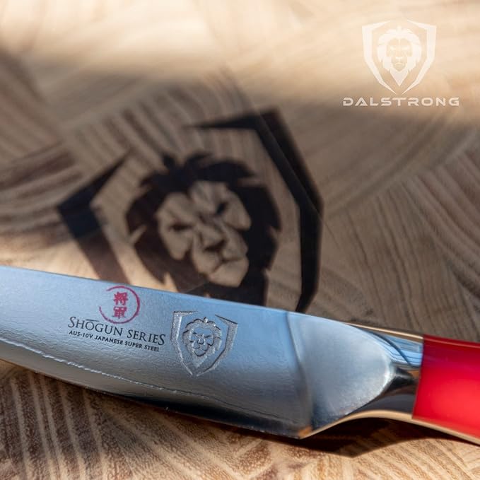 Dalstrong Paring Knife - 3.5 inch - Shogun Series - Damascus - Japanese AUS-10V Super Steel Kitchen Knife - Vacuum Treated - Crimson Red ABS Handle - Razor Sharp Cooking Chef Knife - w/Sheath