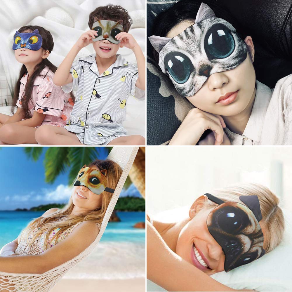 Tphon Sleep Mask for Adult Kids Boys Girls Funny Blindfolds Soft Cute Animal Sleeping Masks with Adjustable Strap for Travel Naps Shift Works Games