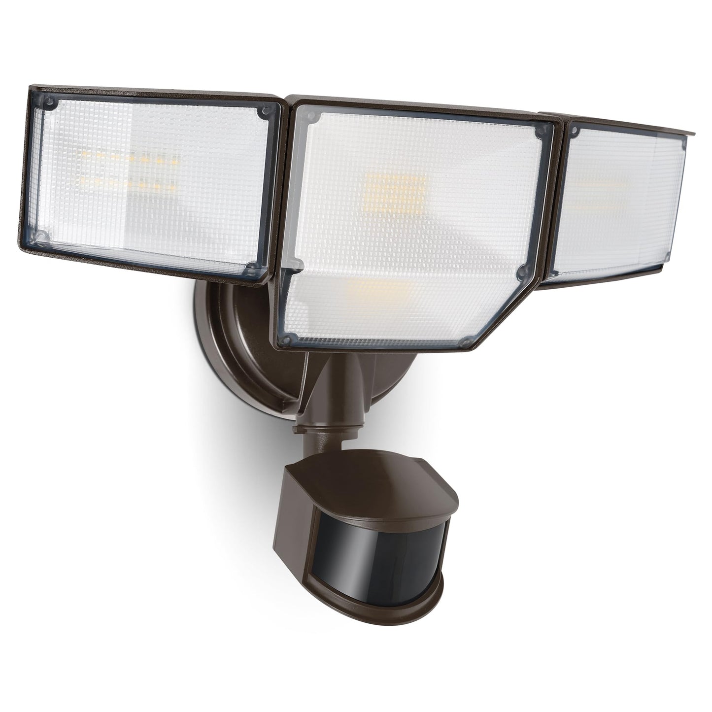 Lutec 80W 9000Lm Led Security Lights Motion Sensor Outdoor Lights  4 Head Led Flood Light Outdoor 5000K Daylight  Ip65 Waterproof  Motion Detected Light For Outside  House  Garage  Yard (Brown)