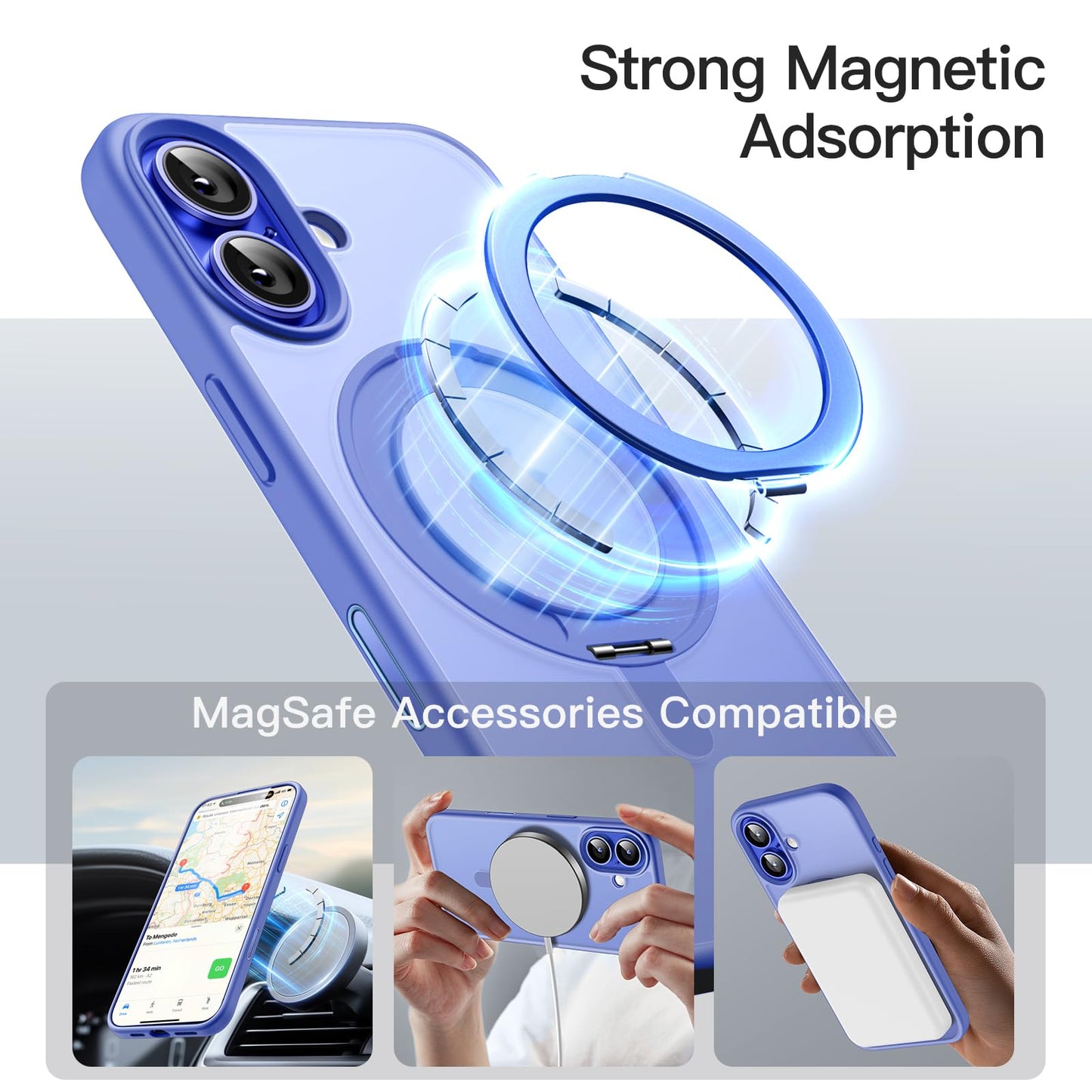 Jetech 360 Degree Rotatable Ring Case For Iphone 16 6.1-Inch With Camera Control Button, Compatible With Magsafe, Slim Shockproo