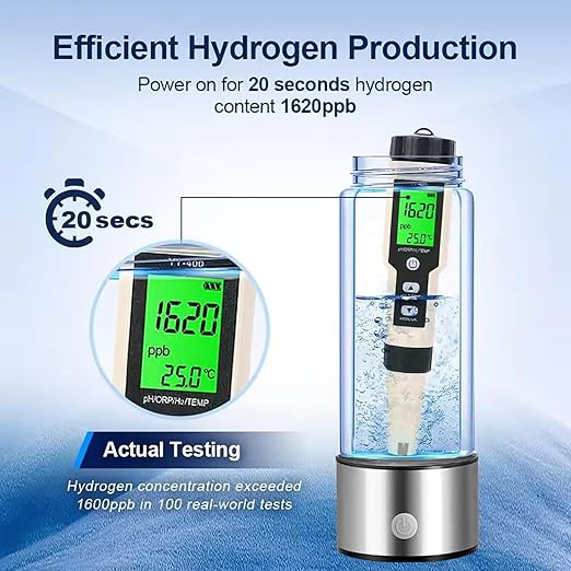 Hydrogen Water Bottle 2 Pack,Hydrogen Water Bottle Generator Ionizer Machine Rechargeable, Portable Hydrogen Rich Glass Bottles Health Gift Travel Cup for Friends/Women/Men/Mom/Father/Grandpa/Grandma