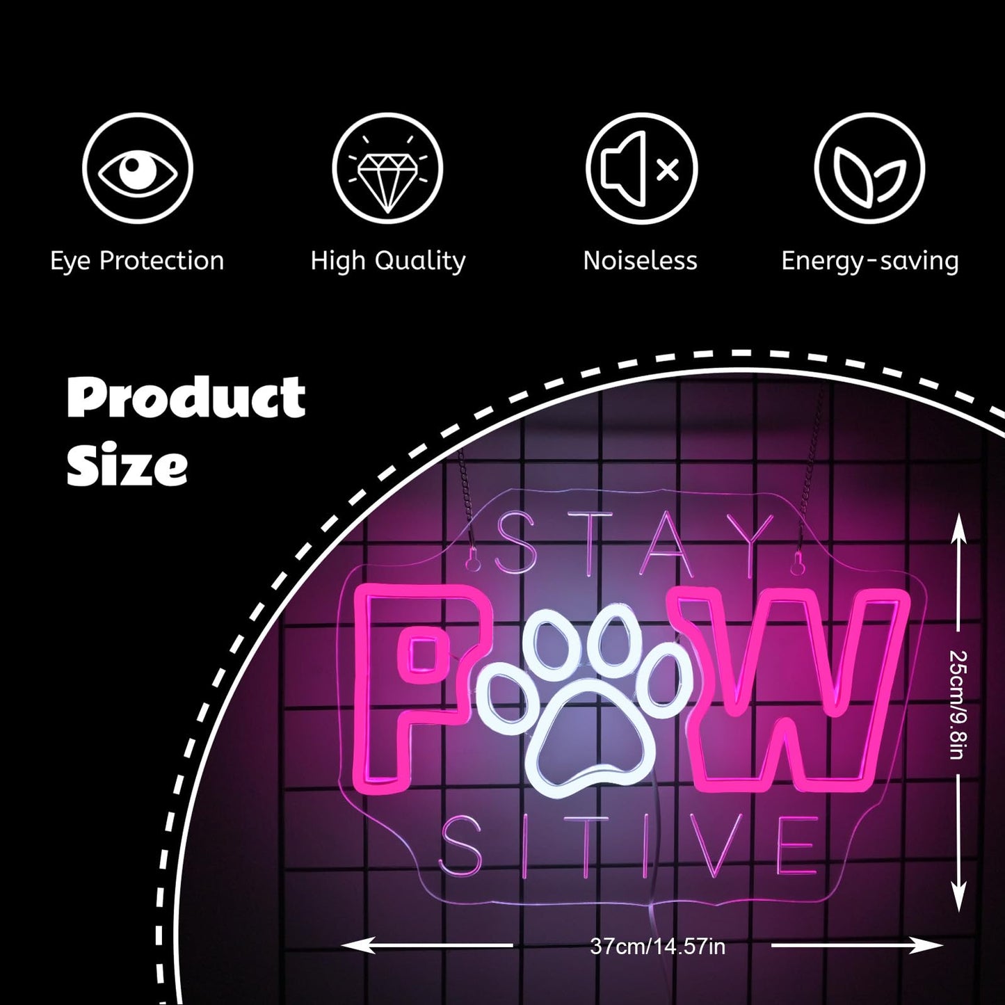 Jurong Stay Pawsitive Neon Signs For Wall Decor  Dimmable Led Light Up Signs  Cat Paw Shaped Neon Light  Usb Powered  For Home  Party  Gift  Office  Bedroom  Shop  Classroom