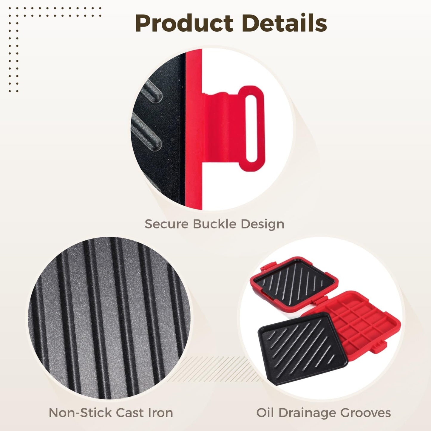 Microwave Toastie Sandwich Maker, Quick Grill Pan with Metal Tray, Non-Stick Silicone, Compact Size 6.6 x 6.3 x 1.2 in, Easy to Clean, No Preheating Required, Red