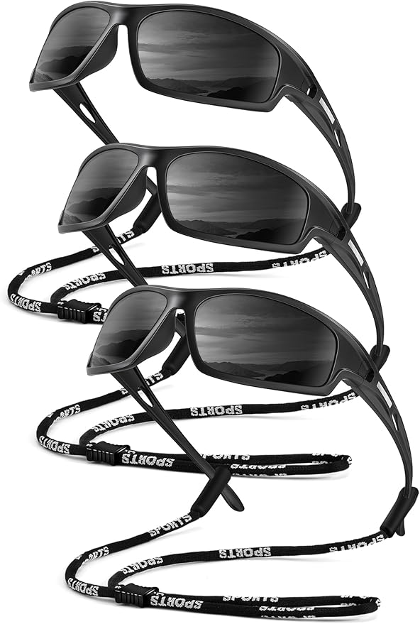 QALLY Polarized-Sunglasses-Men Sports Mens-Sunglasses: Sun-Glasses with UV Protection for Fishing Driving Running Cycling