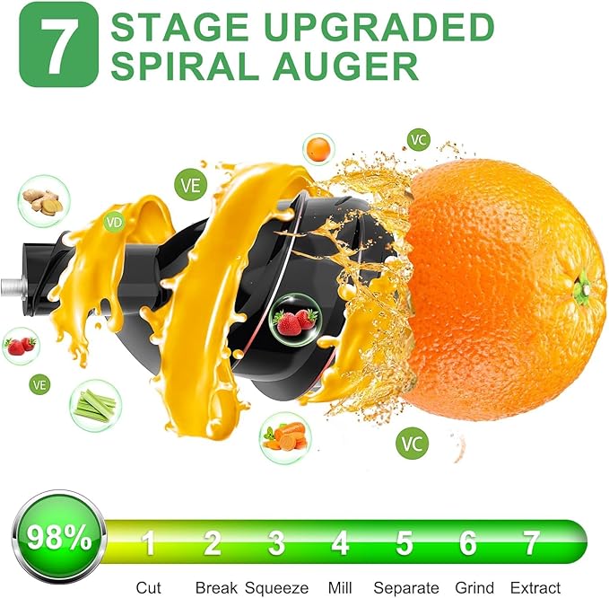 Cold Press Juicer,300W Electric Masticating Juicer Machines with 3" Large Feed Chute for Whole Fruits and Vegetables,Upgraded High Juice Yield Juice Extractor Machine with 2 Cups,Easy to Clean
