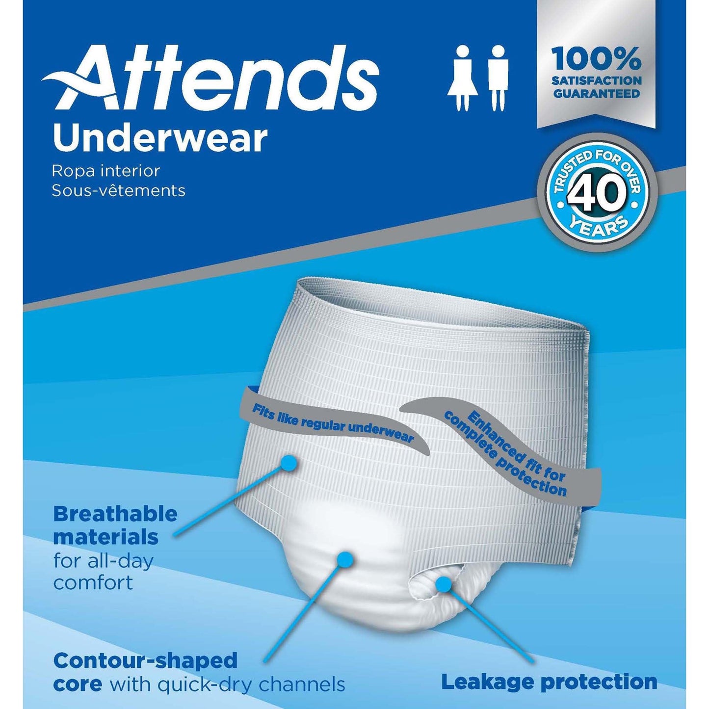 Attends Adult Absorbent Underwear, X-Large [14 Count] - Maximum Absorbency for Men and Women - Disposable Pull-On Diapers with Tear-Away Sides and Breathable Waistband - AP0740