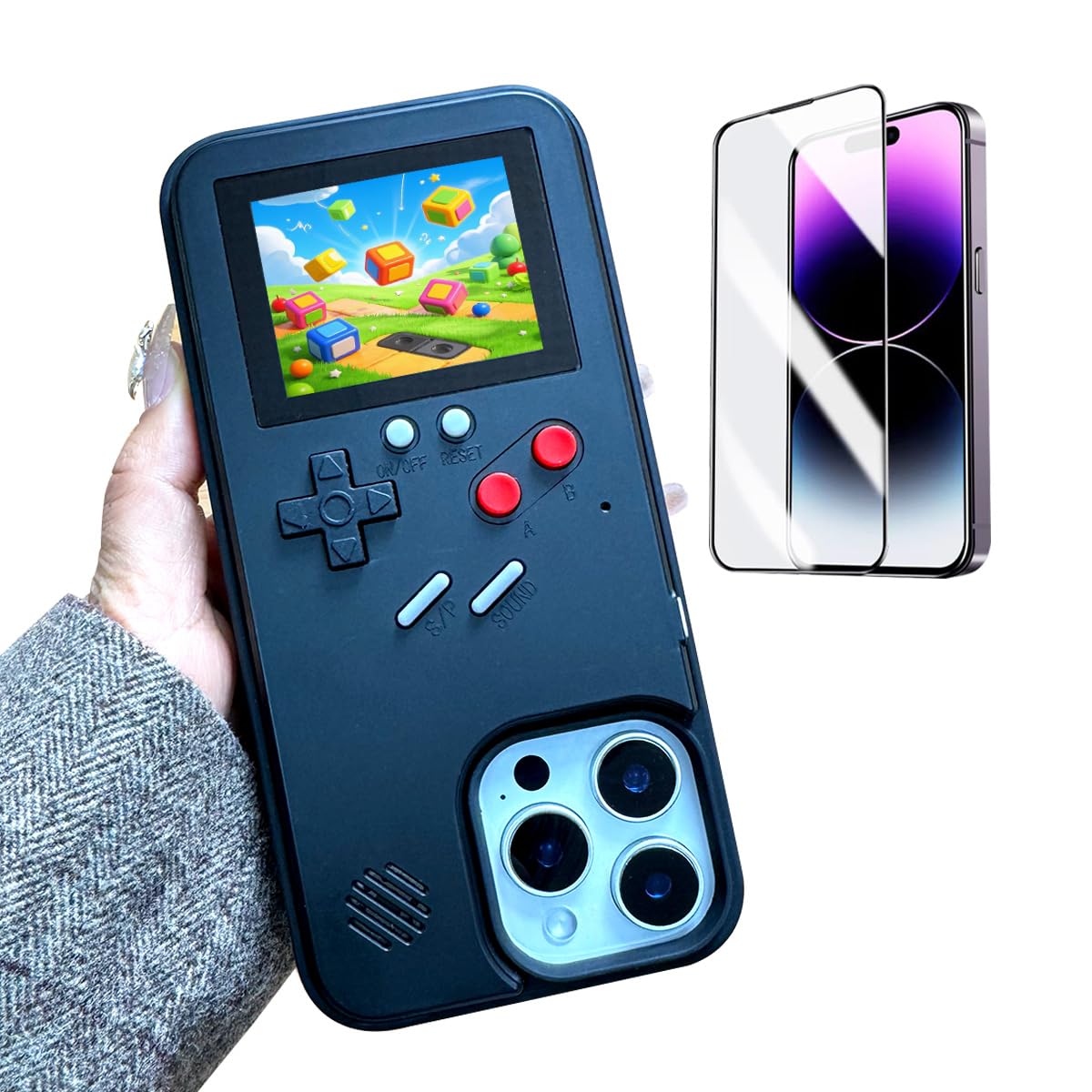 ERAKOLE Game Phone Case for iPhone 13 Pro Max Retro Video Game Cover Funny Playable Design, Shockproof Protective Gamer Case for
