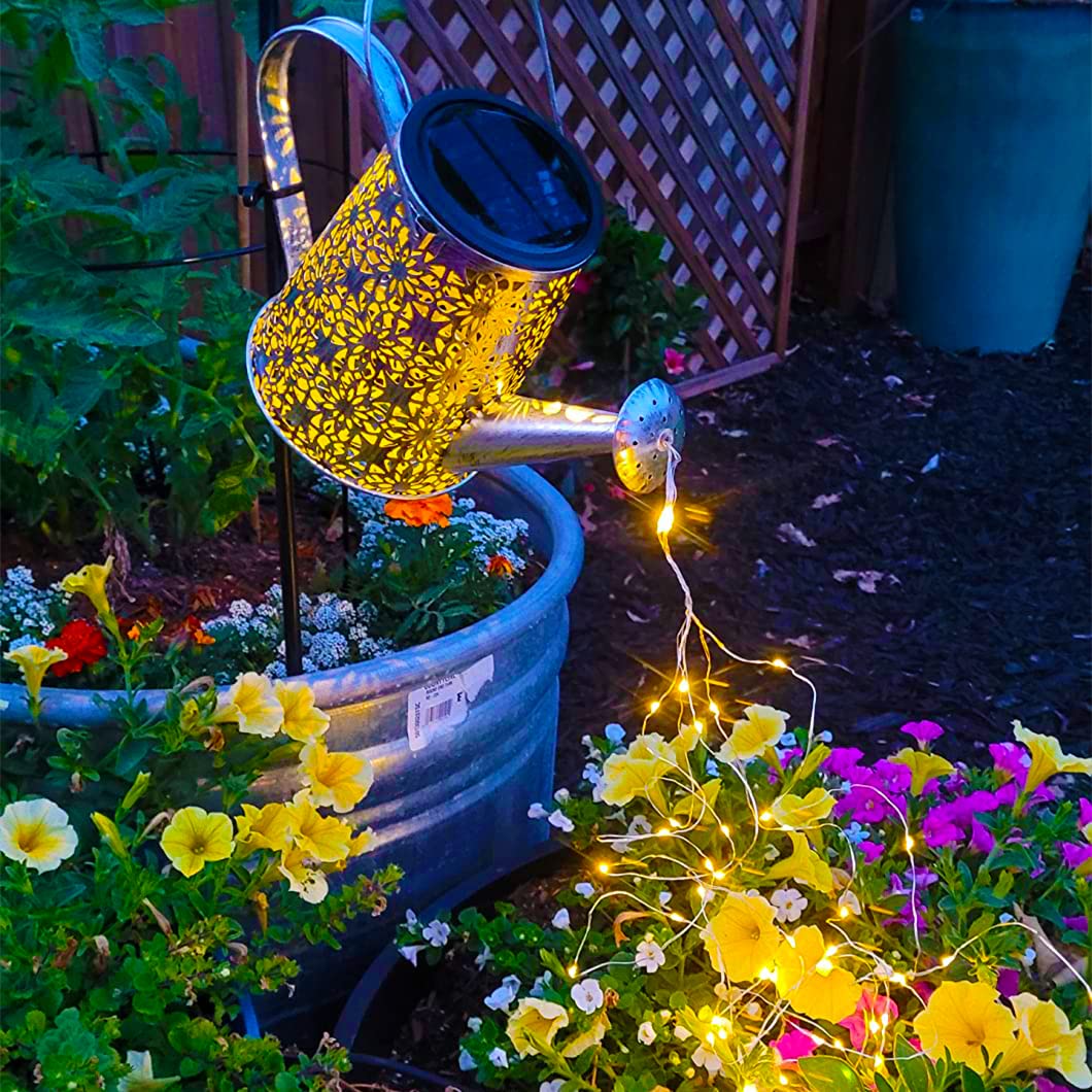 Vookry Solar Watering Can Lights - 2 Pack Warm White Metal Lanterns For Outdoor Garden Decor, Patio, Yard, And Landscape