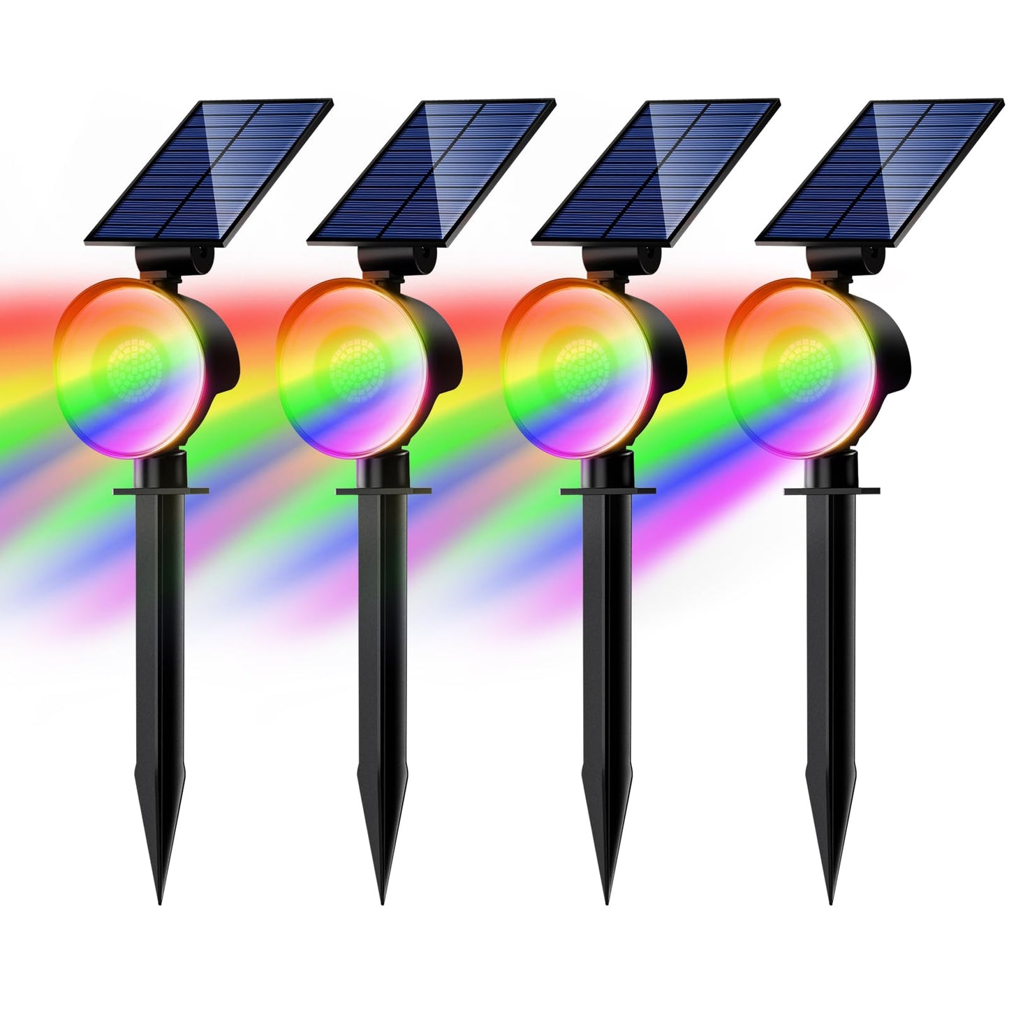 Nipify 4 Pack Solar Spot Lights Outdoor Waterproof  Solar Spotlight Light For Outside Yard Landscape Lighting Pathway Lights Wall Auto On/Off  Rgb
