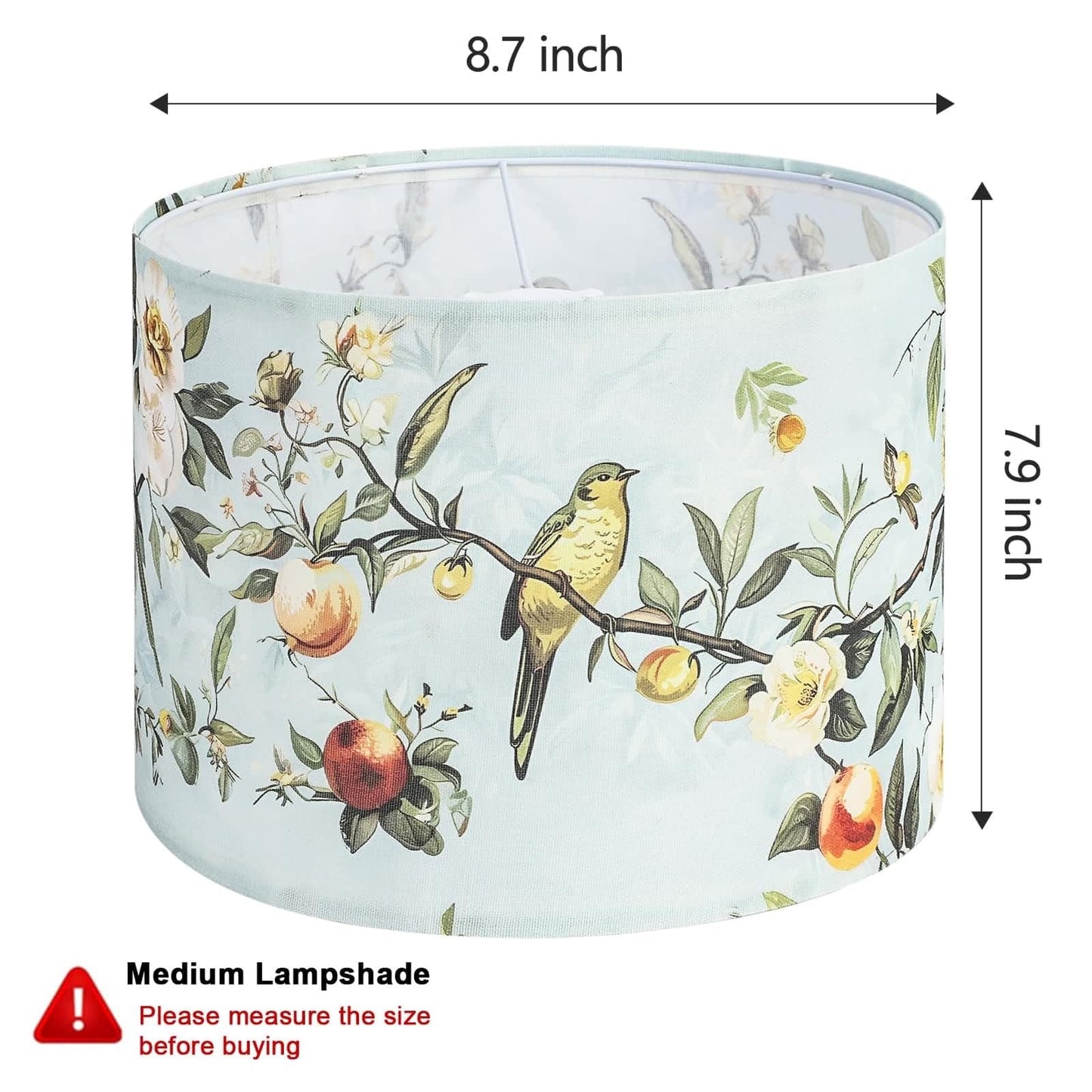 Haultop Small Table Lamp Shade, Fabric, Floral and Bird Print, 8.7x8.7x7.9in, Multicolour A, 1 Pack