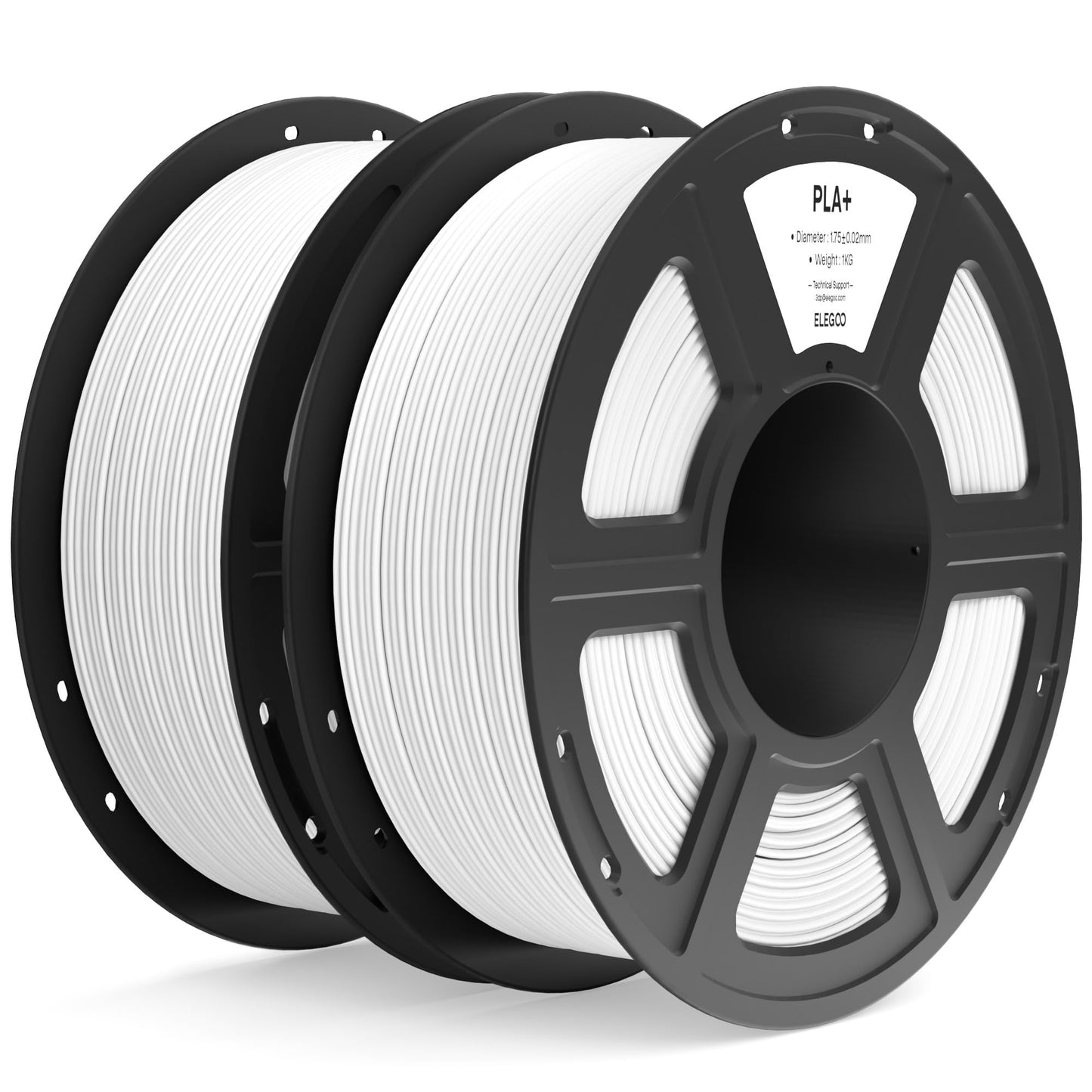 ELEGOO PLA+ Filament 1.75mm White 2KG, High Toughness PLA Plus 3D Printer Filament Dimensional Accuracy +/- 0.02mm, 2pcs 1kg Spo