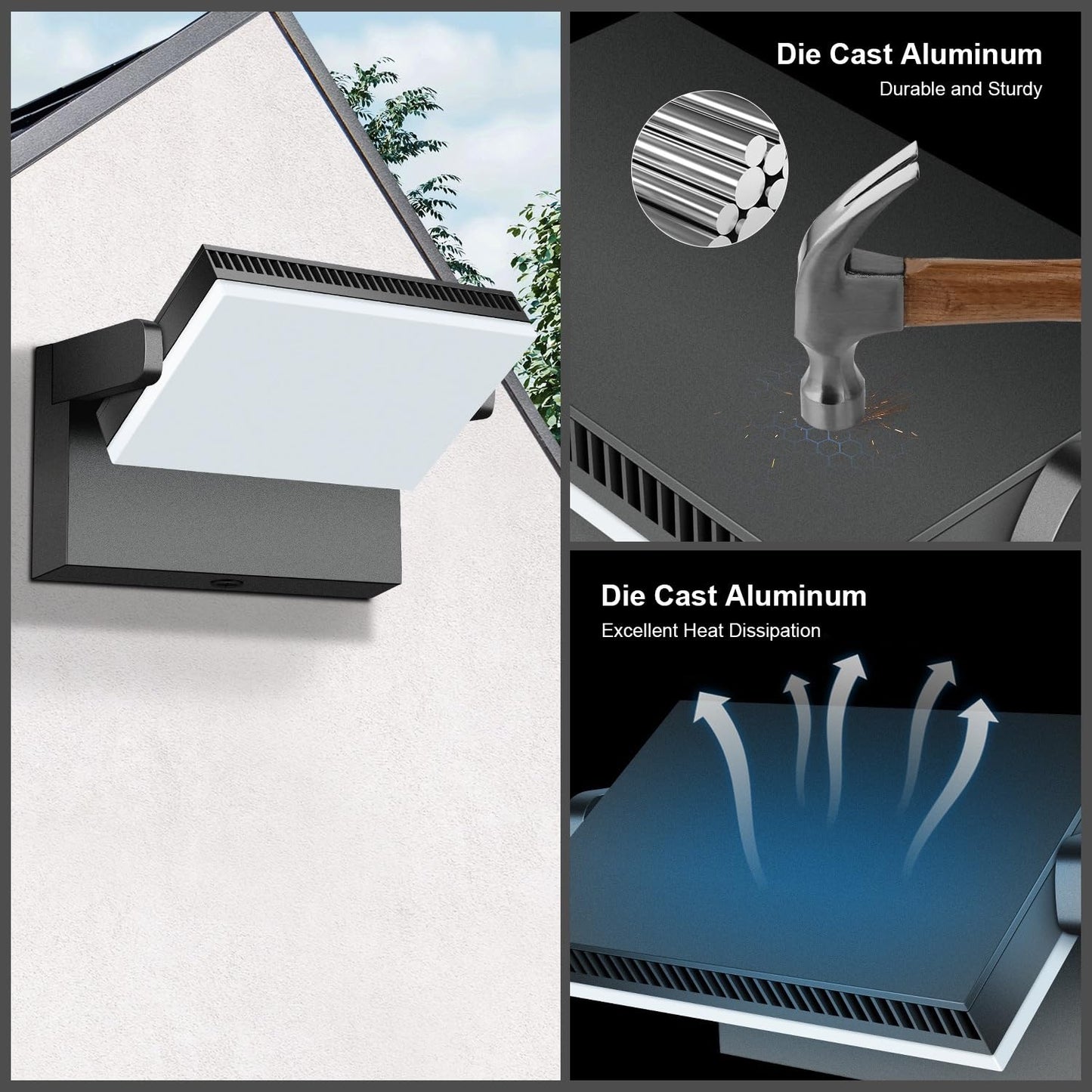Biritalo Modern Sleek Flood Lights Outdoor 120W  14200Lm 5000K Waterproof Led Security Lighting  360 Rotatable Commercial Wall Pack For Yard  Car Lot  Building