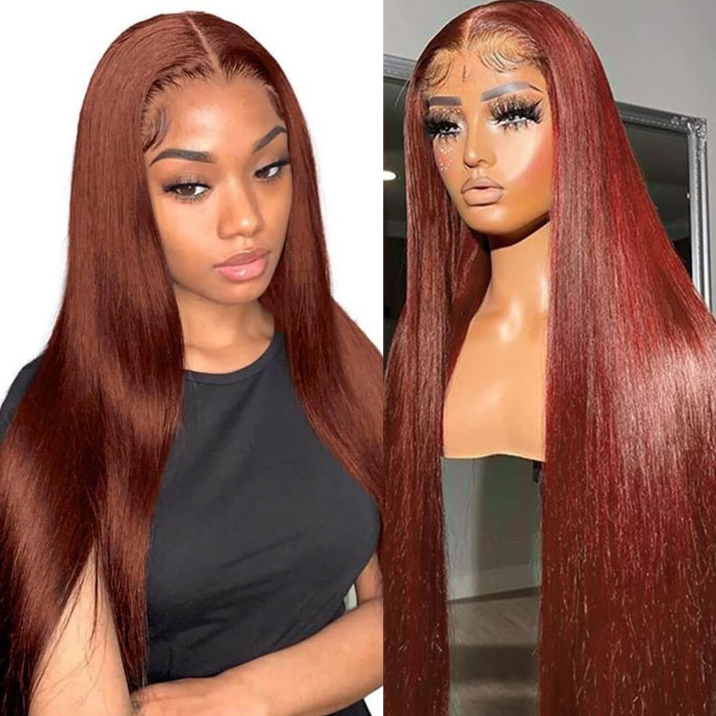 Reddish Brown Lace Front Wigs Human Hair 13x6 Body Wave Lace Front Wig 33# Lace Frontal Wigs Human Hair Pre Plucked for Women Gl