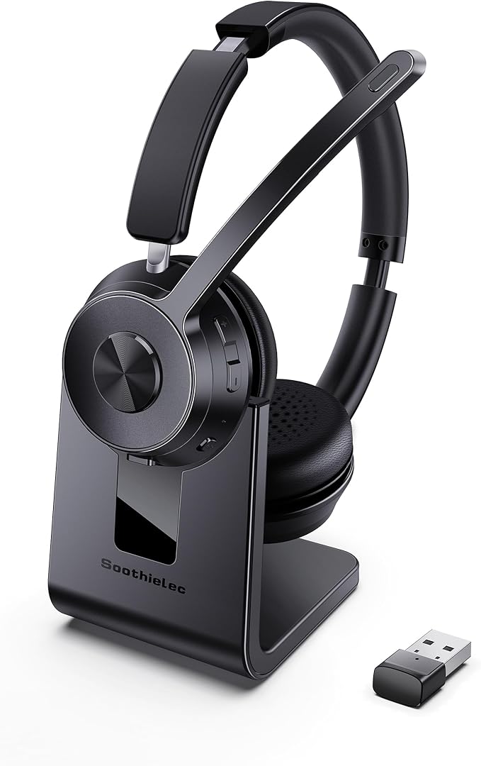 (Upgraded Version) Wireless Headset, Bluetooth Headset with Noise Cancelling Microphone, Best Headphones with Mic Mute & U...