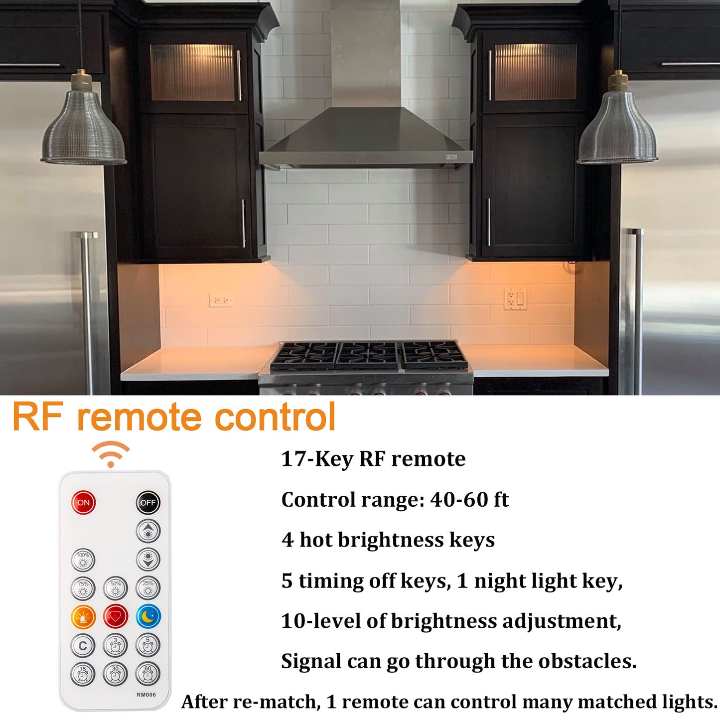 WOBANE LED Puck Lights Kit, Dimmable Under Cabinet Lighting, 700lm, 2700K Warm White, 4 Pack, Silver Housing, Model CS211