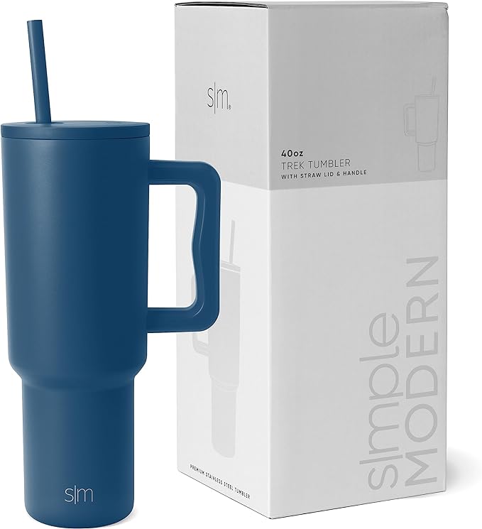 Simple Modern 40 oz Tumbler with Handle and Straw Lid | Insulated Reusable Stainless Steel Water Bottle Travel Mug Cupholder Use | Gifts for Women Men Him Her | Trek Collection | 40oz | Slumberland