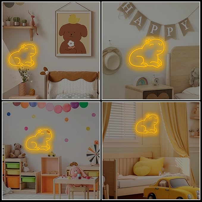 Capybara Neon Sign Capybara LED Light Wall Decor - Kids Room Gift, Cartoon/Party/Capybara Theme