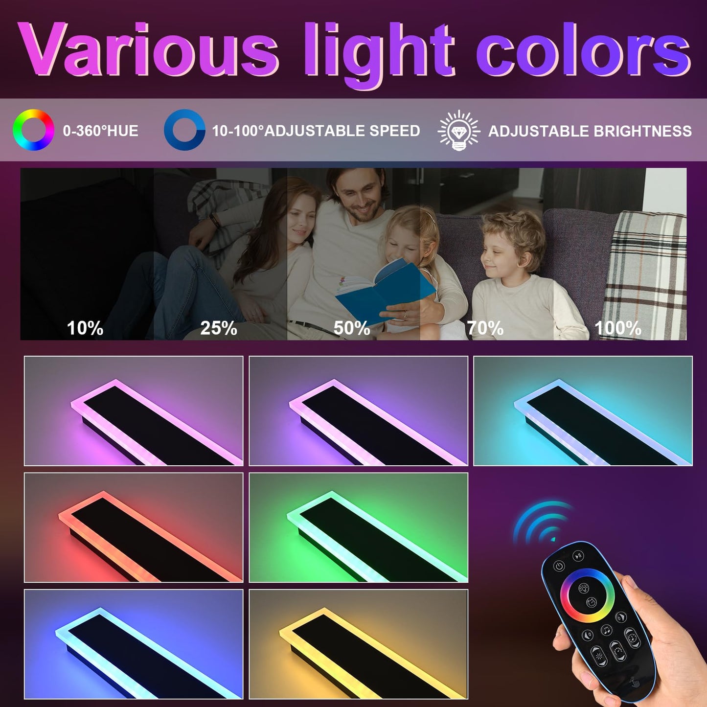 QueeuQ RGB LED Outdoor Wall Lights, 24 inch Dimmable Metal Fixture, 2 Pack, Model 11-SZ-9970-RGBCW-12W-24in