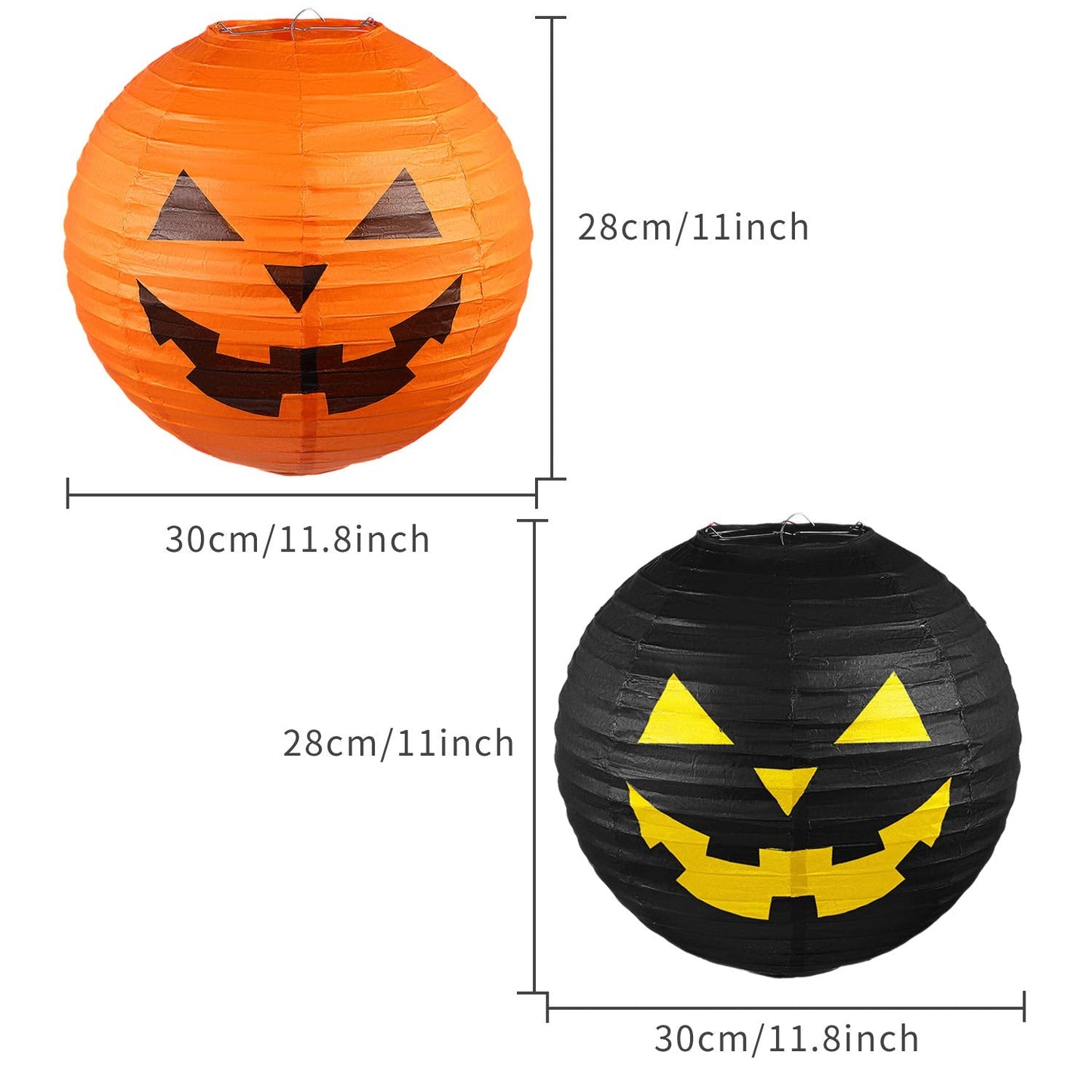 Blulu Halloween Hanging Paper Lanterns Set, 6 Pieces, 11.8 Inch, Orange/Black, Paper, Model Blulu-Lanterns Set-01