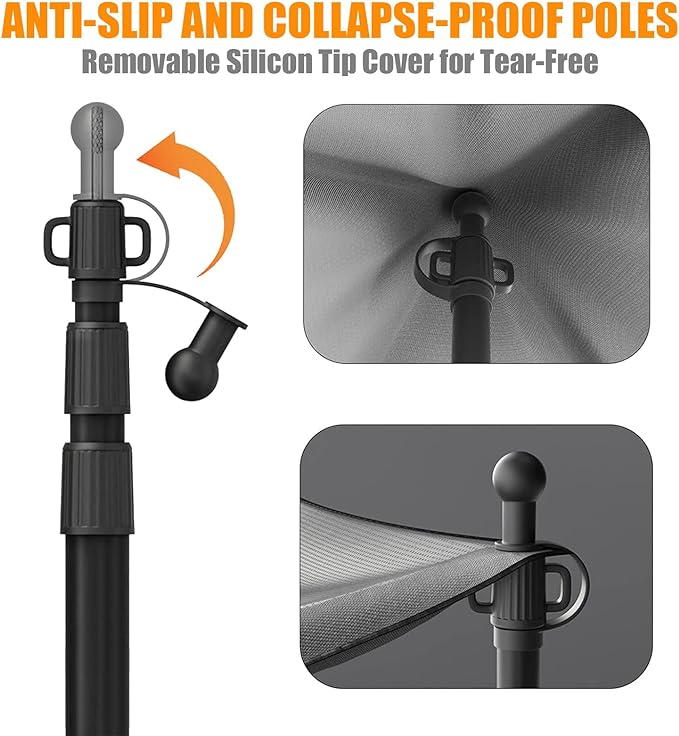 WILDROAD Tarp Poles Tent Poles Canopy Poles 7.7 ft, Telescoping Aluminum Poles with Non-Slip Aluminum Cone Bottom, Portable and Lightweight Camping Gear for Camping and Awnings, Set of 4