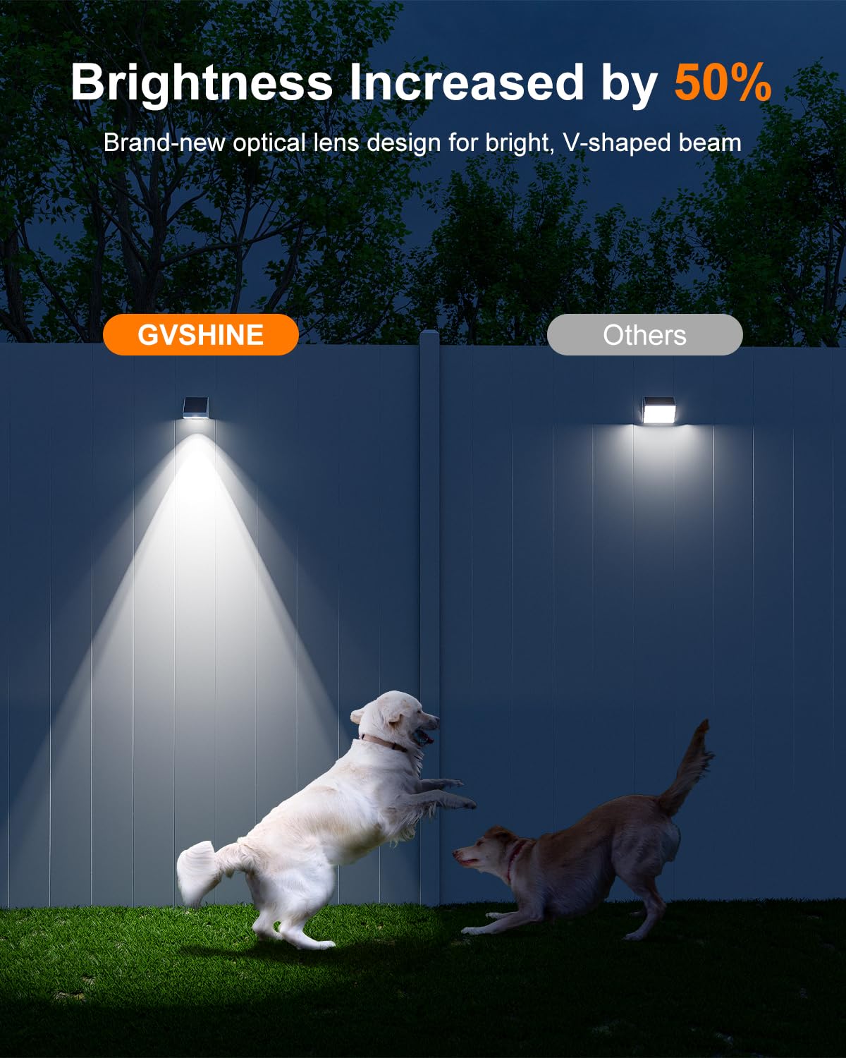 GVSHINE 12 Pack Decorative Solar Fence Lights Waterproof Cool White LED Plastic Outdoor Lighting Model WS0622-CW-12