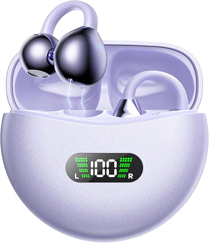 EXECCZO Ear Clip Earbuds Mini Open Ear Headphones Bone Conduction Earphones， True Wireless Bluetooth Headphones for Sport ...