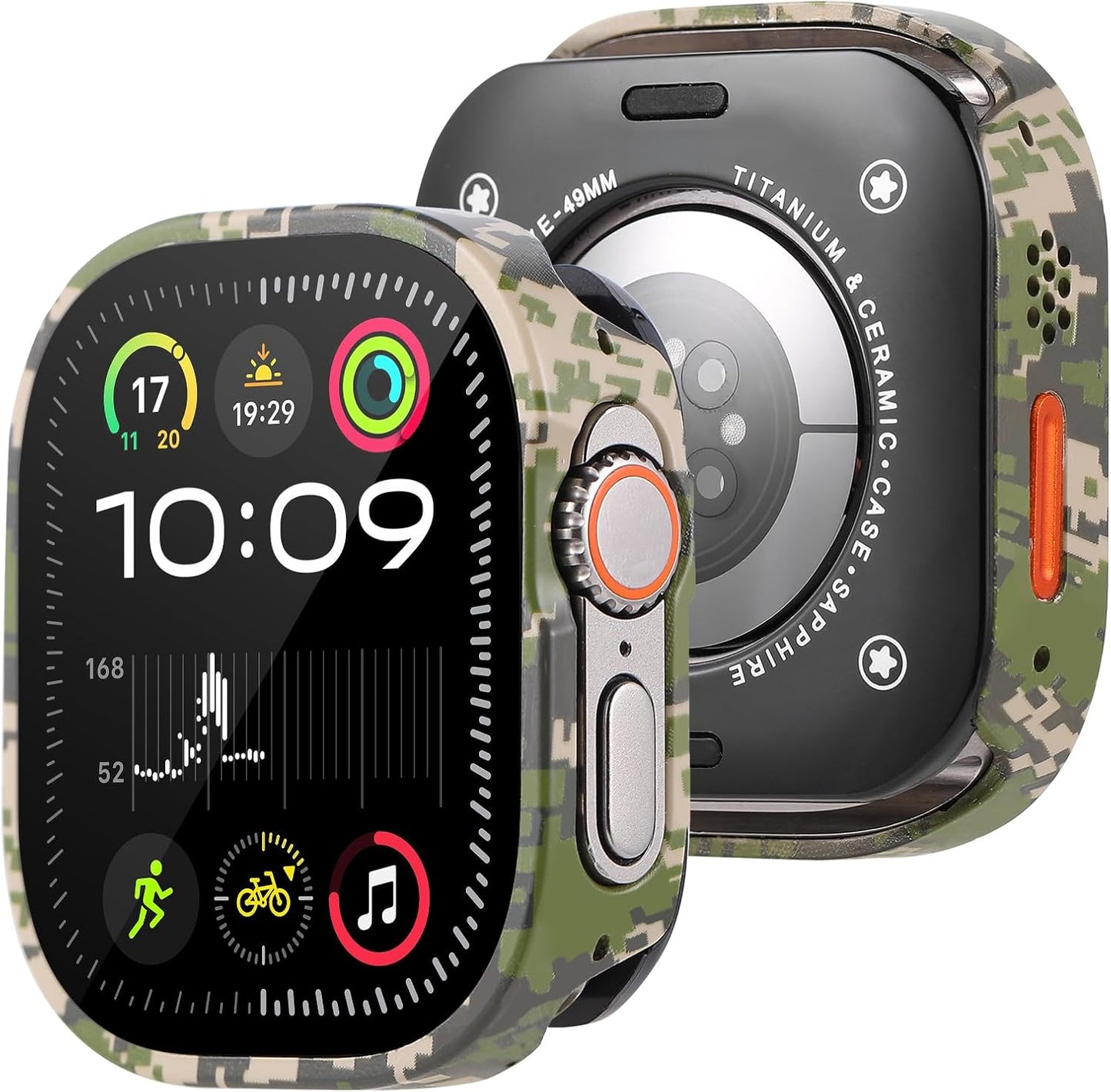 for 49mm Apple Watch Ultra 3/2/1 Bumper Case with Screen Protector Tempered Glass, and Ceramic Like Back Cover for iWatch, Straight Edge Ultra Thin Lightweight Protective Cover