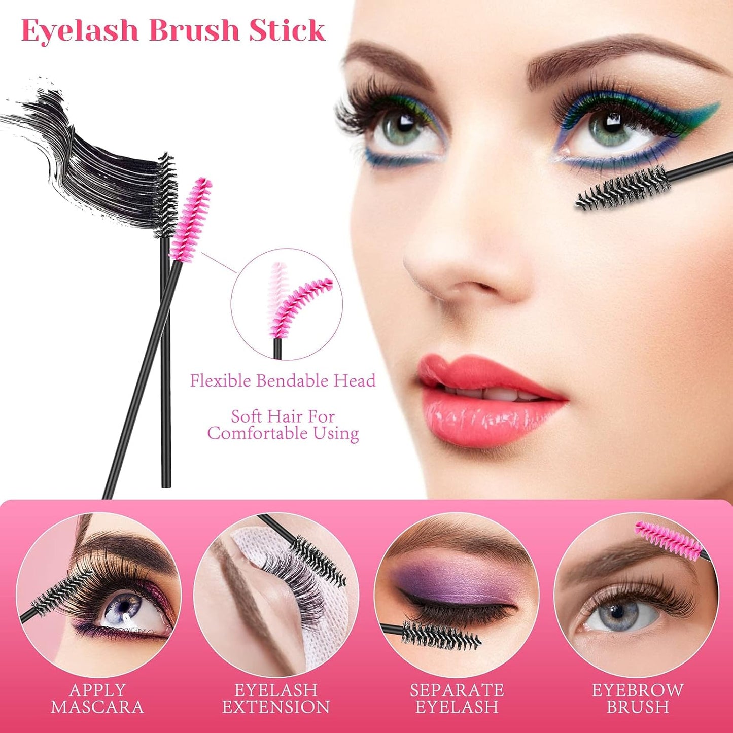 Shynek Makeup Mixing Tray with Disposable Accessories Kit - Mascara Wands, Lip Applicators, Hair Clips & Organizer Box