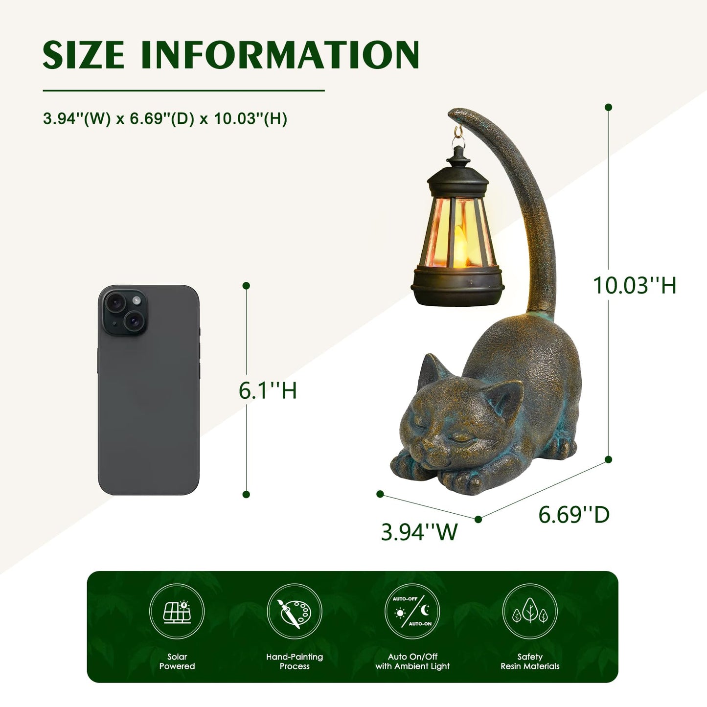 MININOVA Solar Garden Statues Cat Figurine with Solar Light Outdoor Decorations for Patio Yard Lawn Ornament Outdoor Housewarming Birthday Gift for Mom Grandma Friends