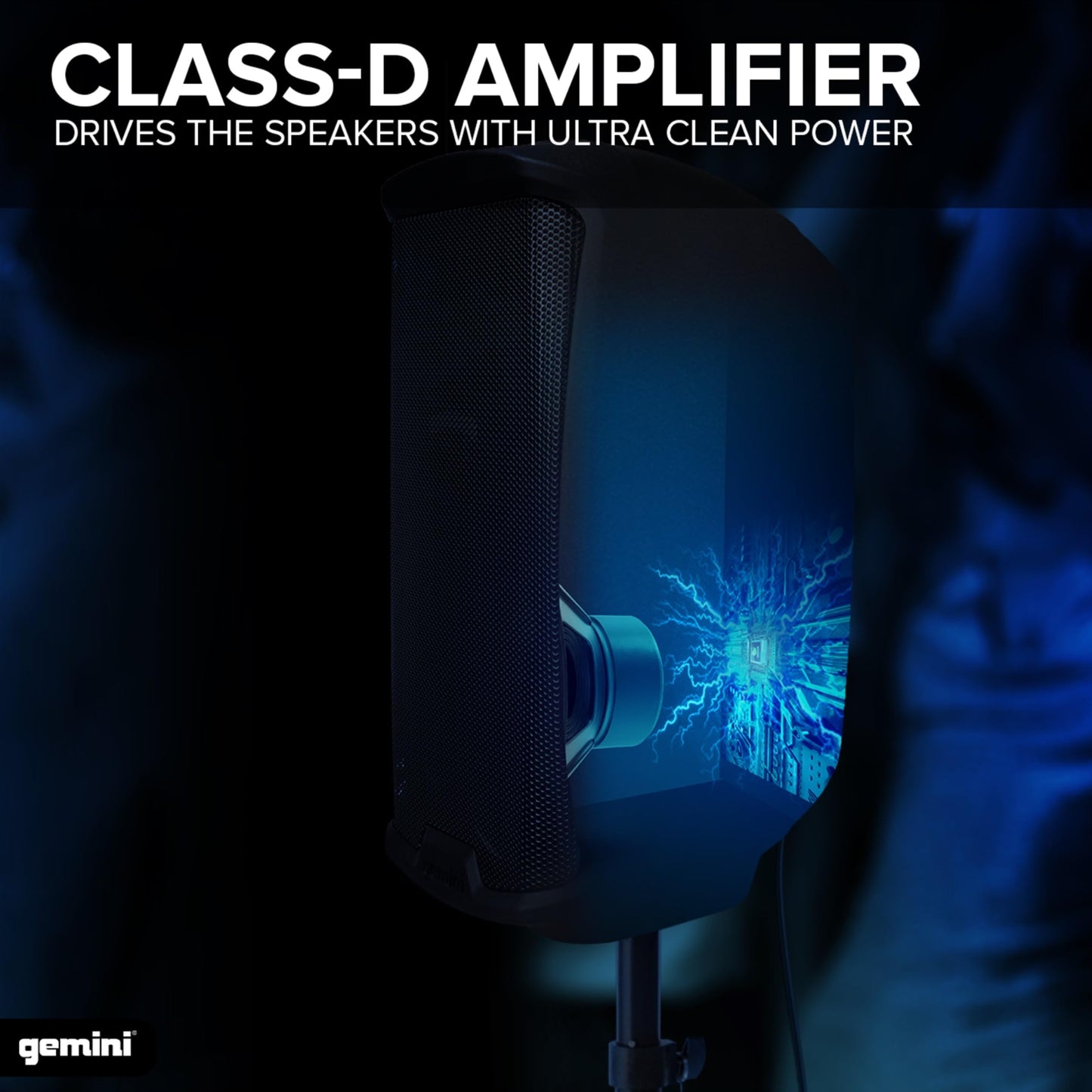 Gemini 1000W Powered Dj Speaker 10    - Compact Active Stage Monitor With Xlr/Aux Inputs, Built-In Mixer, Eq & Stand Mount For M