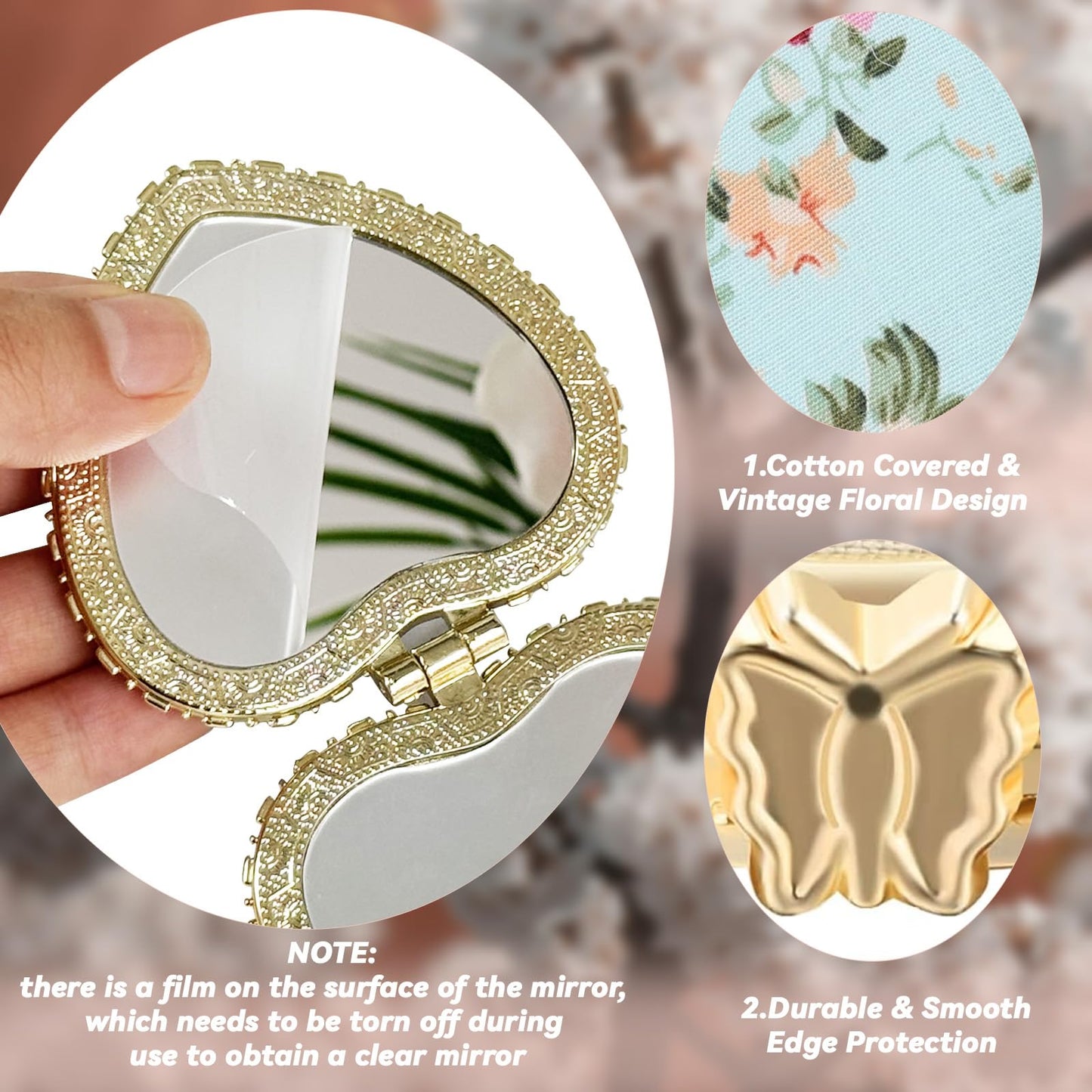 Agolctry 16 Pcs Compact Mirror Bulk Mini Mirror for Purse Small Pocket Mirror for Women Girls Floral Tea Party Favors for Makeup