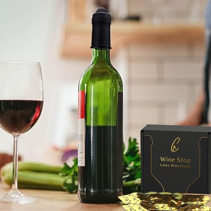 Latex Wine Stopper, Ultimate Protection for Wine Bottles, Keeps Wine Fresh - Made of Food Grade Latex for Wine and Beverages, Unique Gift for Wine Lovers (Pack of 6)