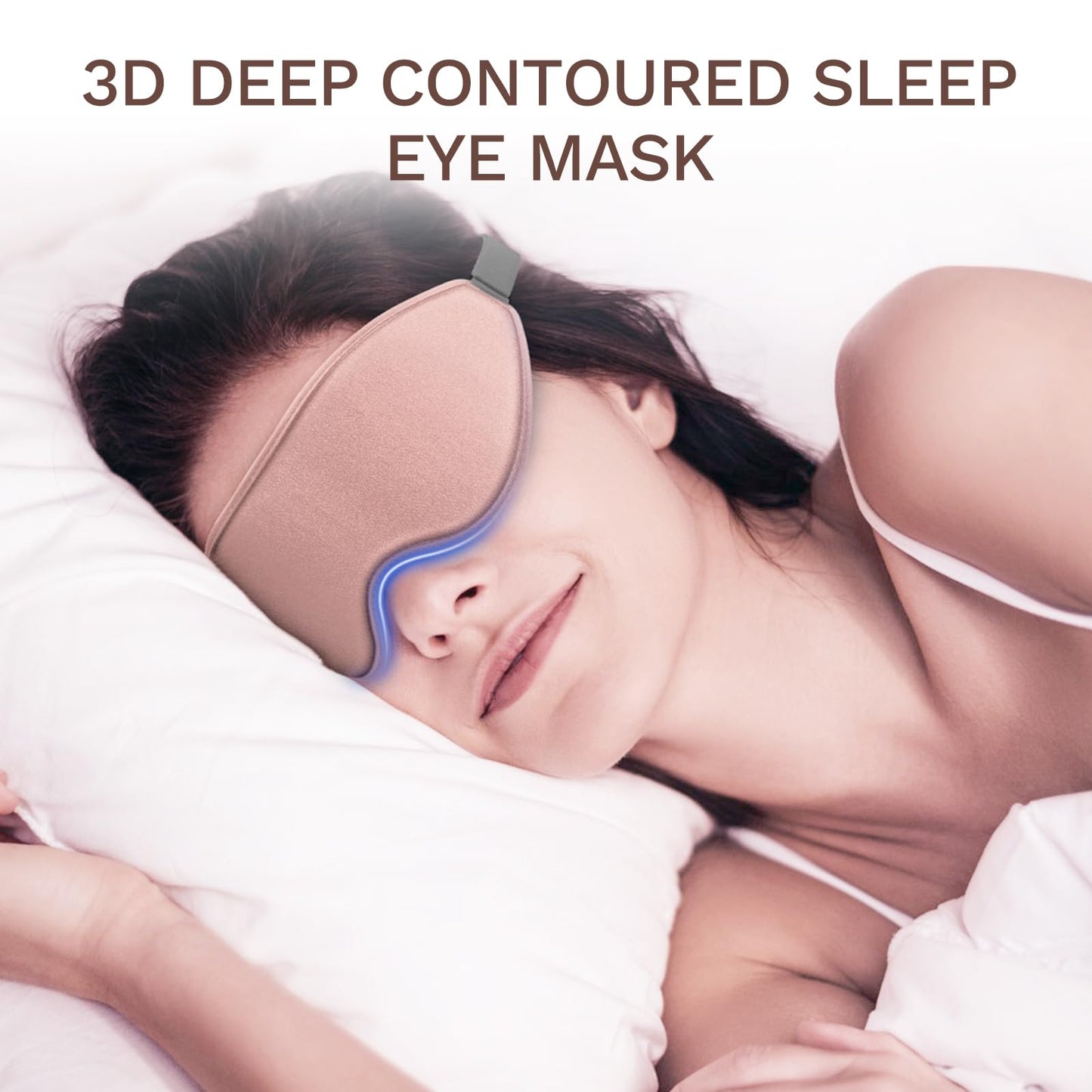 FlyCoco 99% Fully Block Out Light Eye Sleep Mask, 3D Deep Contoured Eyes Cover Zero Pressure, Long Lash Extension Eyes Mask with Adjustable Straps for Sleeping Travel Home Nap Rest Women Men (Rose)