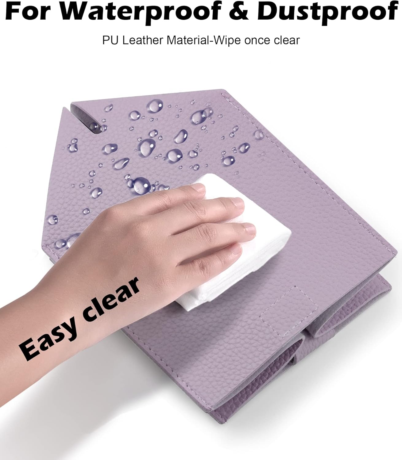 Tissue Box Cover for PU Leather, Modern Simple Solid Color Holder Square Tissue Bag, Ideal for Bathrooms,Office,Car,Nightstand,Outdoor Tent,Dining Table,5"X5"X5", Single Purple