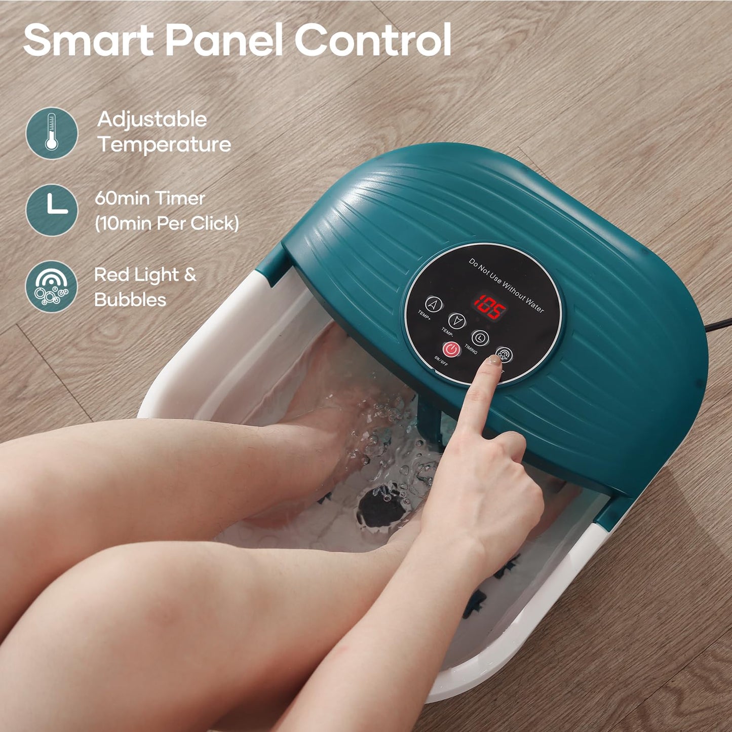 Collapsible Foot Spa Bath Massager with Heat, Bubble and Timer, 95-118? Adjustable Temperature Fast Heating with Pedicure Stone